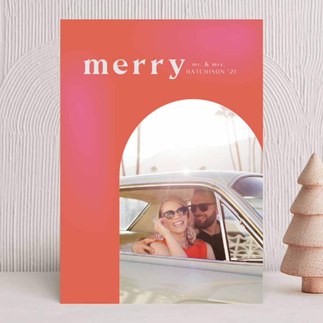 "Retro Merry Married" - Holiday Cards in Candy by Kanika Mathur - Front