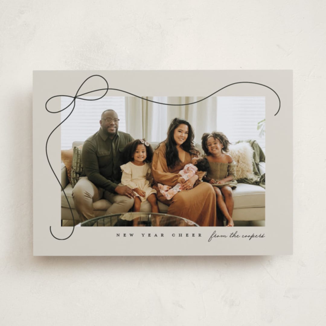 "Cascading Bow" - Holiday Cards in Putty by Lauren Chism - Front