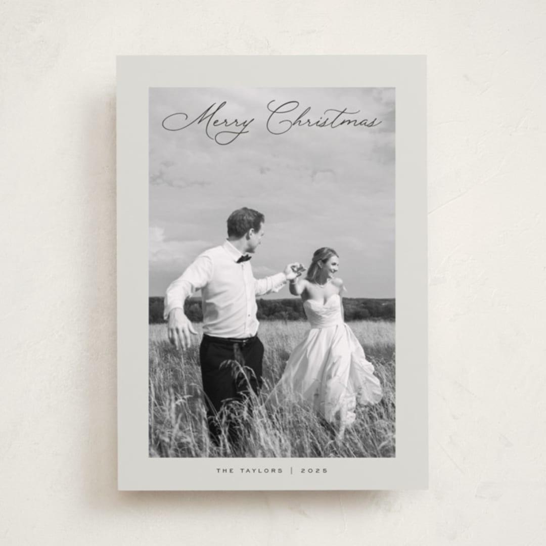 "Chic Script" - Holiday Cards in Dove by Nicoletta Savod - Front