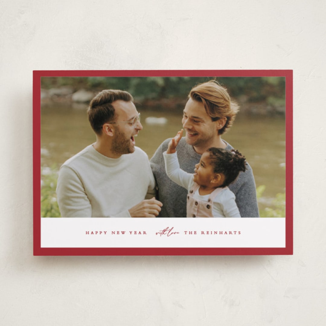 "Edge" - Holiday Cards in Berry by Angela Thompson - Front