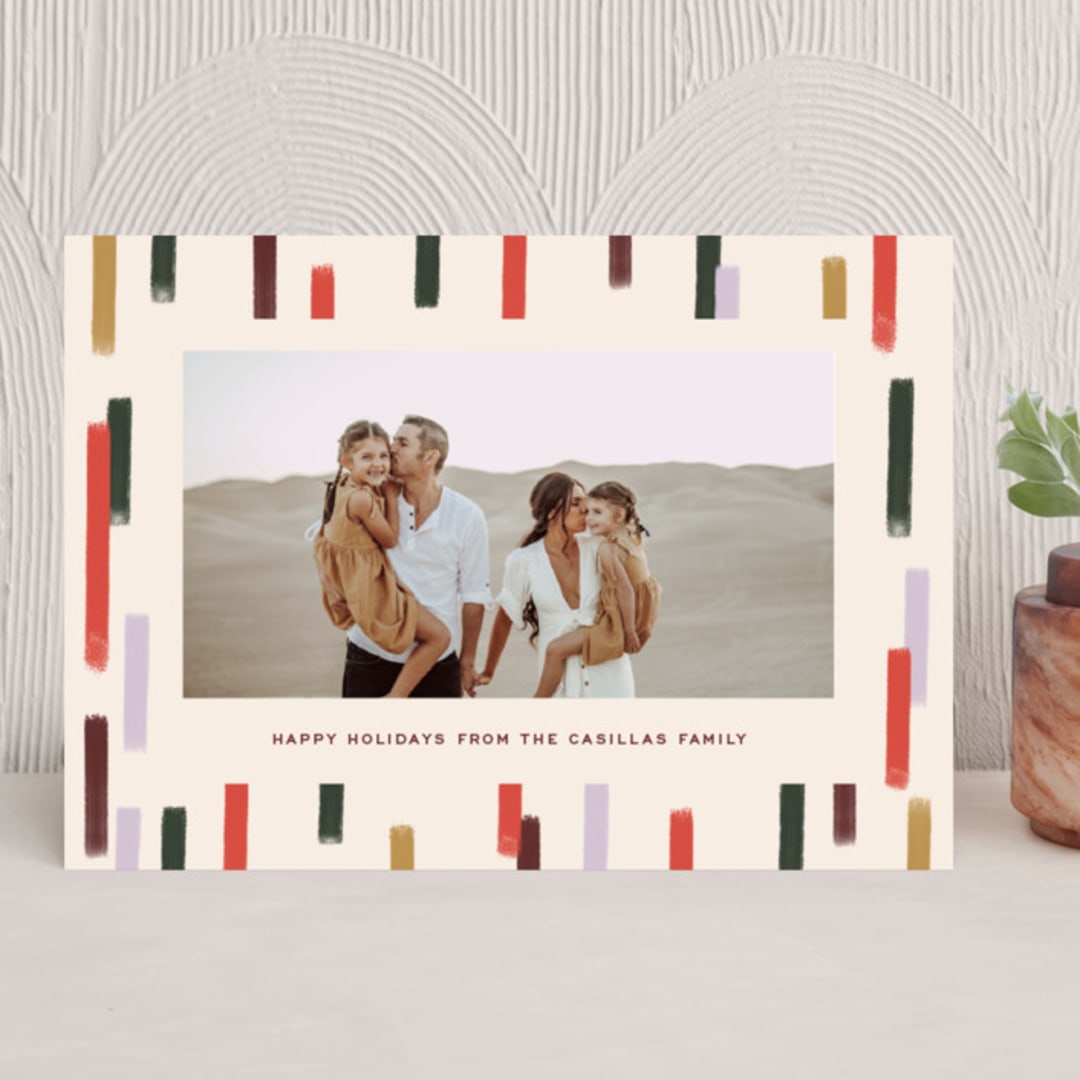 "Rhythmic Stripes" - Holiday Cards in Chili Pepper by Annie Clark - Front