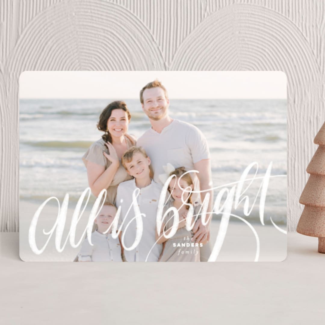 "All is Bright" - Holiday Cards in Frost by Pink House Press - Front