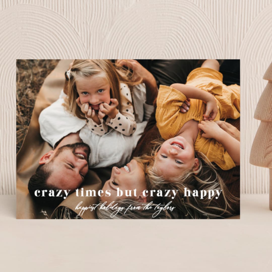 "Crazy Happy" - Holiday Cards in Snowflake by Susan Brown - Front