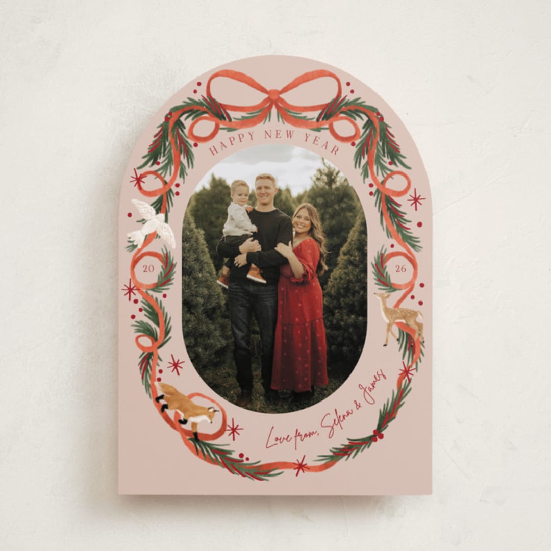 "Winter Ribbon" - Holiday Cards in Scarlet by Elly - Front