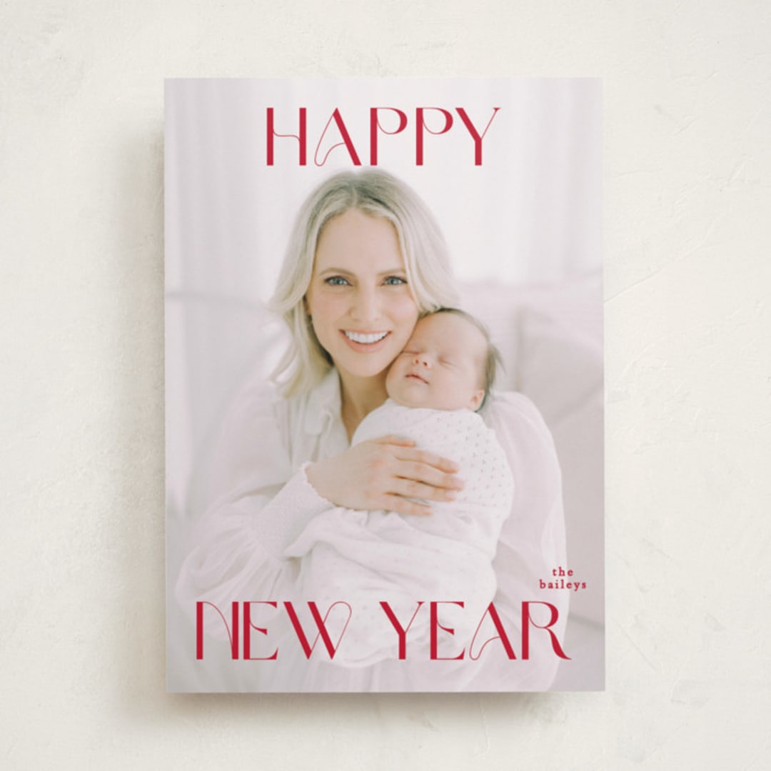 "merry" - Holiday Cards in Poinsettia by Angela Thompson - Front