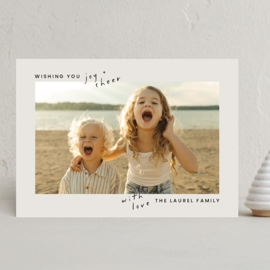 "Joyful" - Holiday Cards in Smoke by taylorVdesign - Front