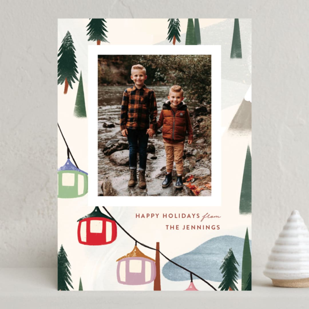 "Gondola Ride" - Holiday Cards in Cardinal by Julie Murray - Front