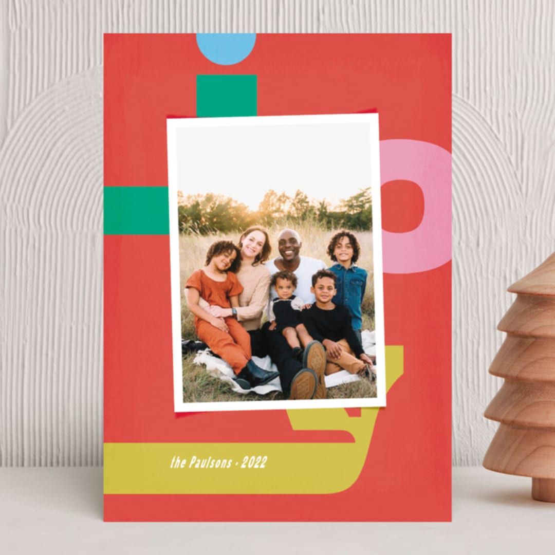 "Groovy Joy" - Holiday Cards in Rudolph's Nose by Lisa McLean - Front