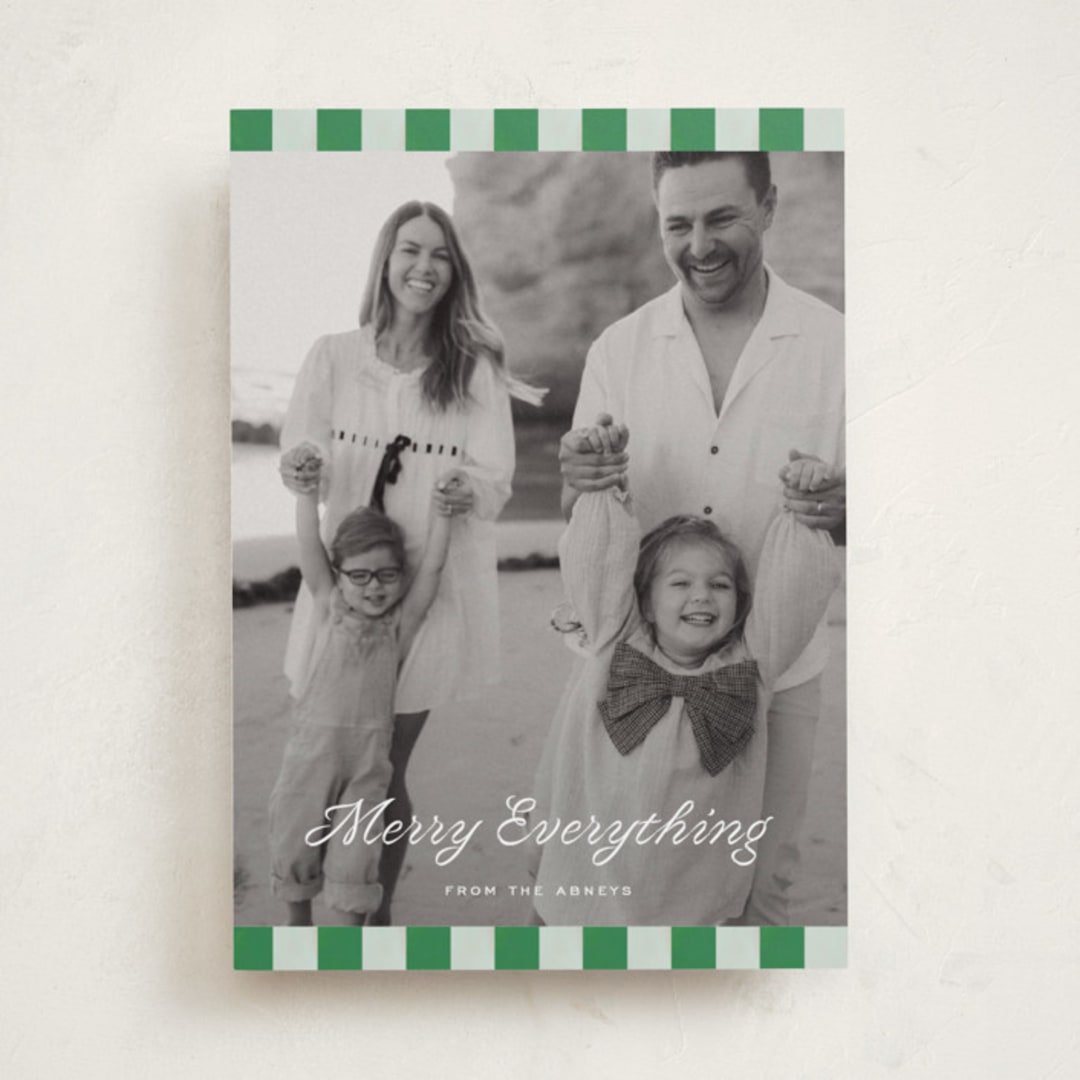 "cabana check" - Holiday Cards in Sage by Sara Hicks Malone - Front