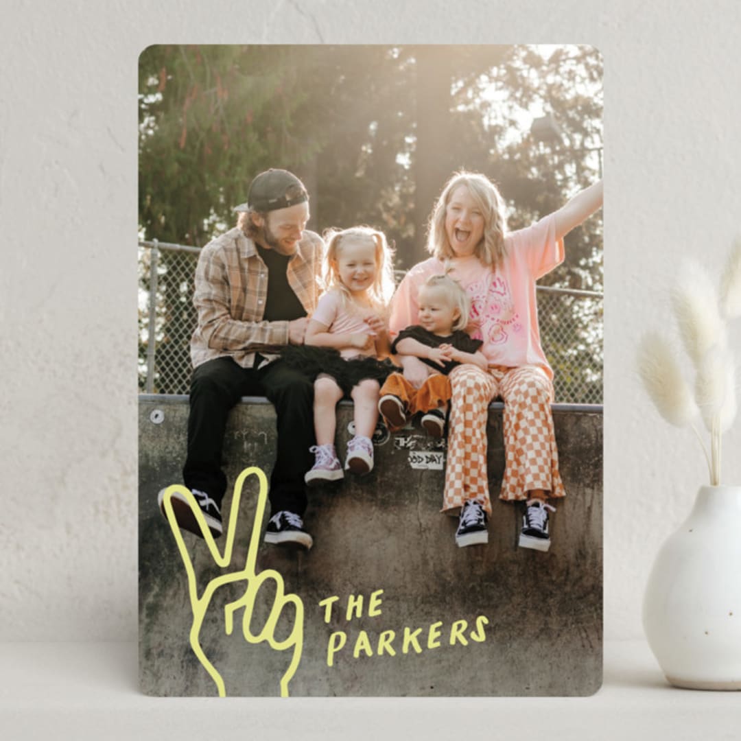 "peace out" - Holiday Cards in Limeade by Ekko Studio - Front
