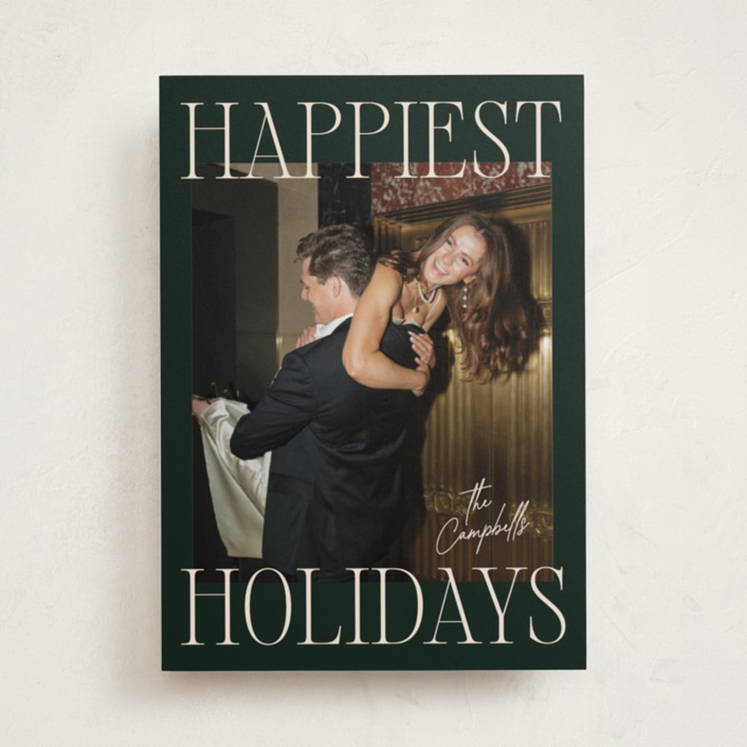 "Glam Greeting" - Holiday Cards in Evergreen by Ekko Studio - Front