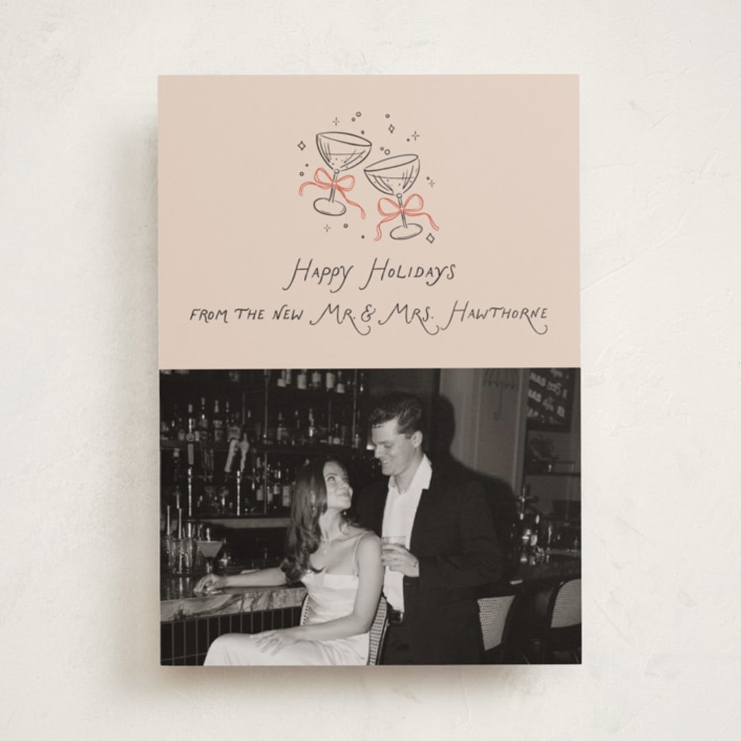 "Newlywed Toast" - Holiday Cards in Candied Grapefruit by Randi Cirelli - Front