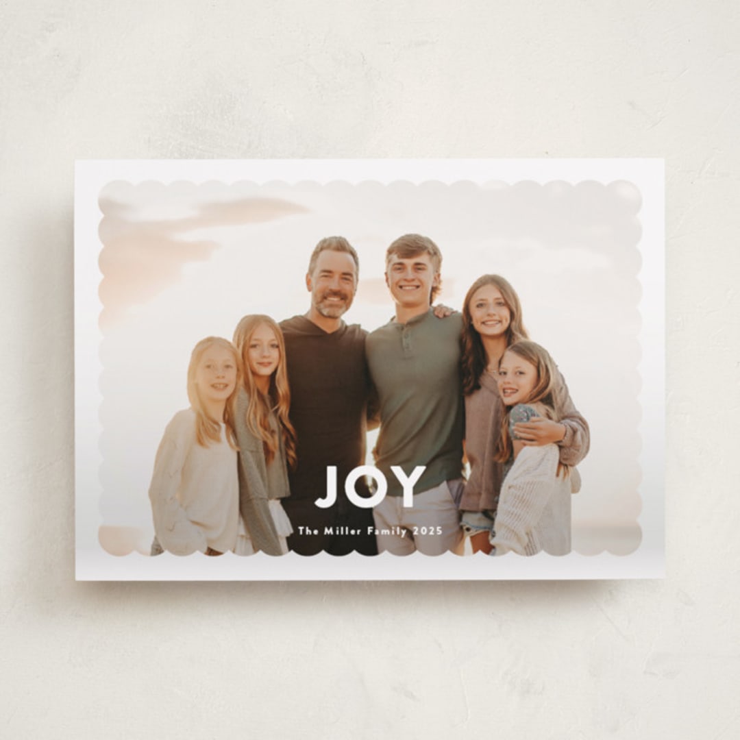 "Joy Scallop" - Holiday Cards in Snow by Stephanie Hawkes - Front