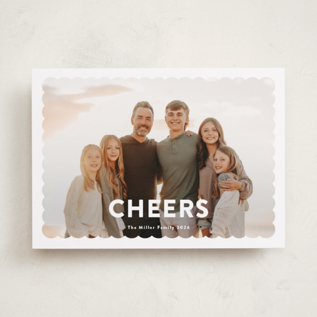 "Joy Scallop" - Holiday Cards in Snow by Stephanie Hawkes - Front