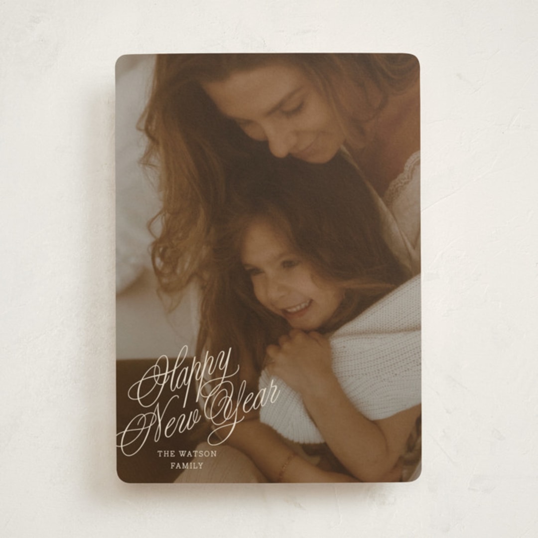 "Scripted Note" - Holiday Cards in Champagne by Baumbirdy - Front