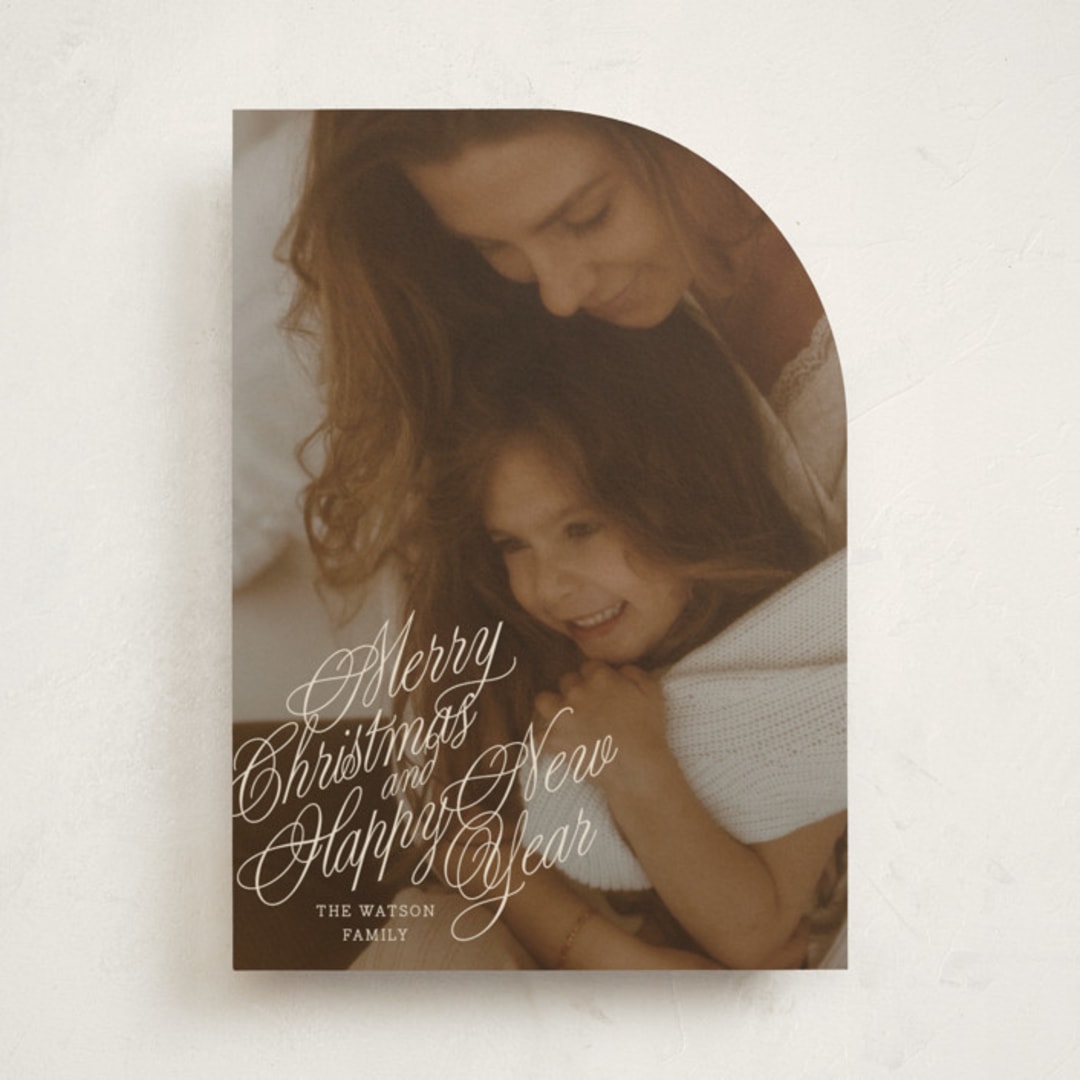 "Scripted Note" - Holiday Cards in Champagne by Baumbirdy - Front