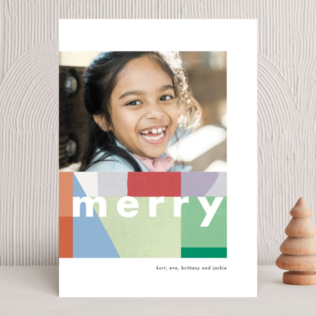 "Spectrum Merry" - Holiday Cards in Wintermint by Meg Gleason - Front