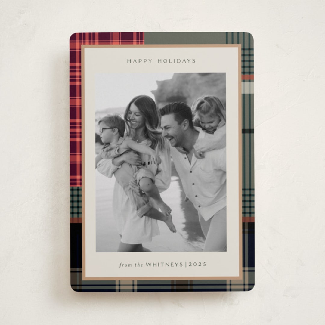 "Antiqued Plaid" - Holiday Cards in Rustic by Makewells - Front