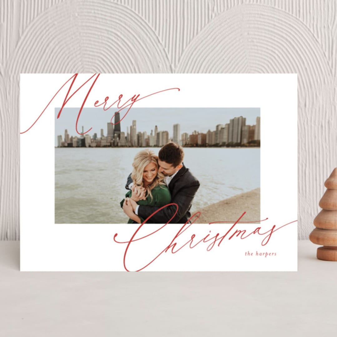 "Scripted Greeting" - Holiday Cards in Holly by Kasia Labocki - Front
