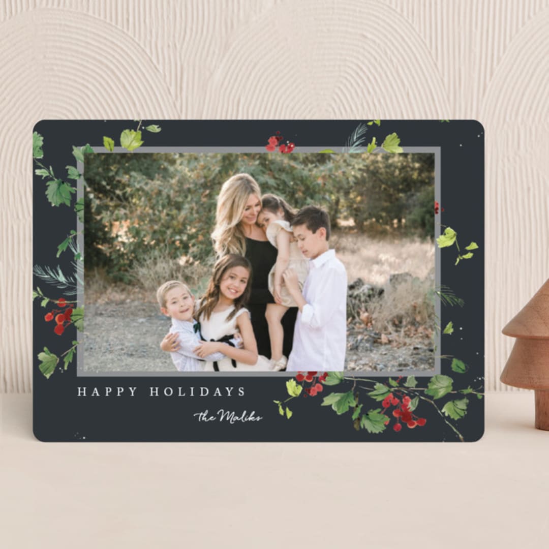 "Festive Ivy" - Holiday Cards in Midnight by Kelly Ventura - Front