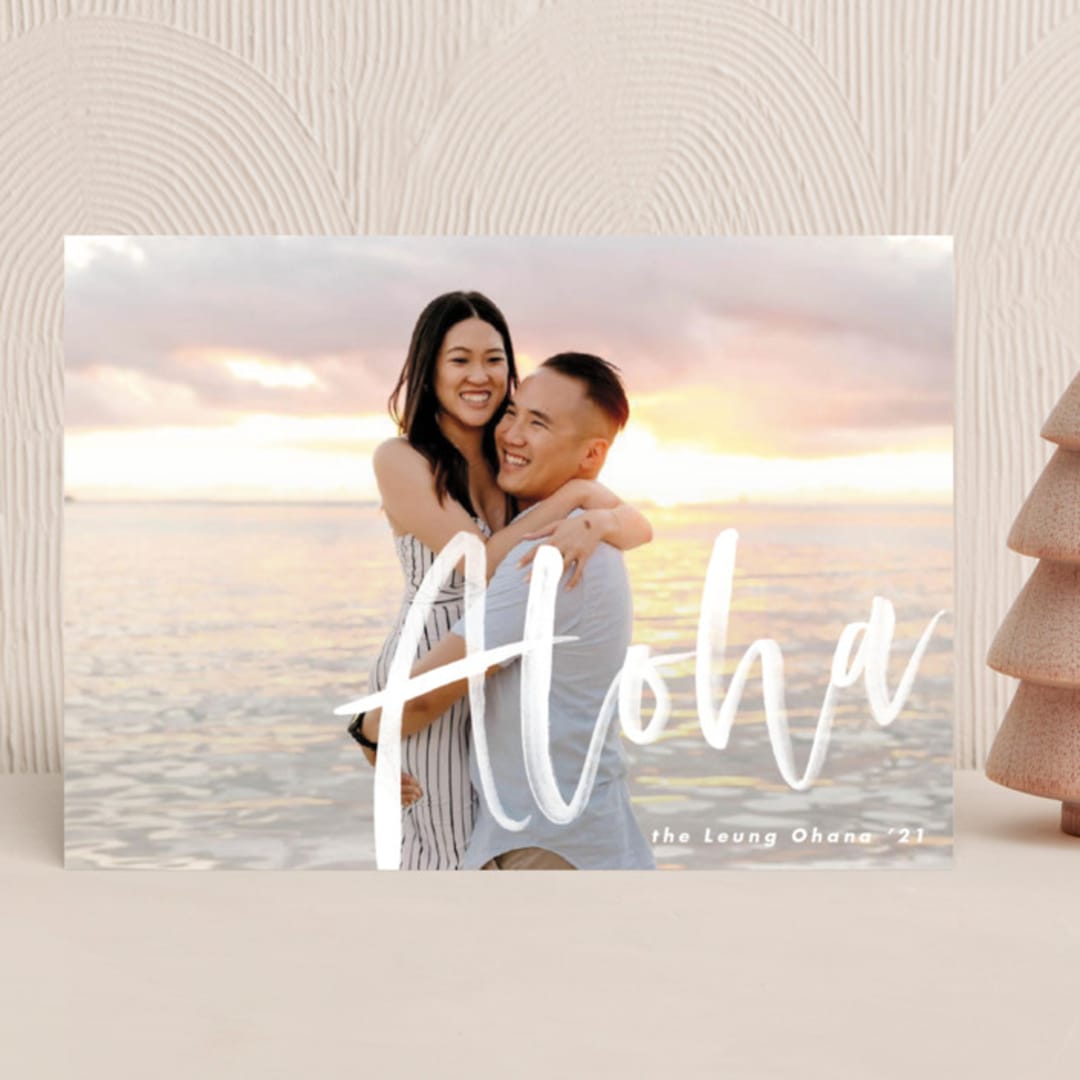 "Aloha" - Holiday Cards in Frost by Pine Street Creative - Front