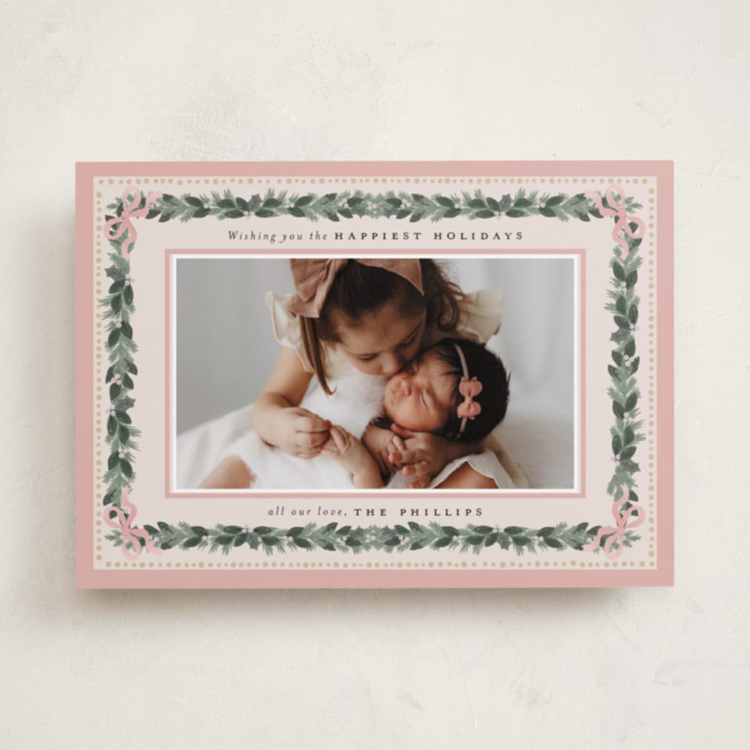 "Sugarpine" - Holiday Cards in Blush by Itsy Belle Studio - Front