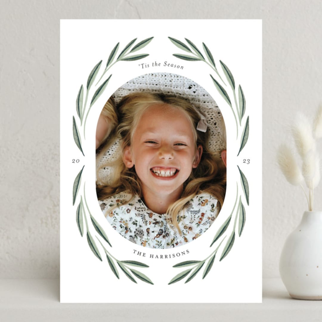 "Bright Greenery" - Holiday Cards in Sage by Kelly Nasuta - Front