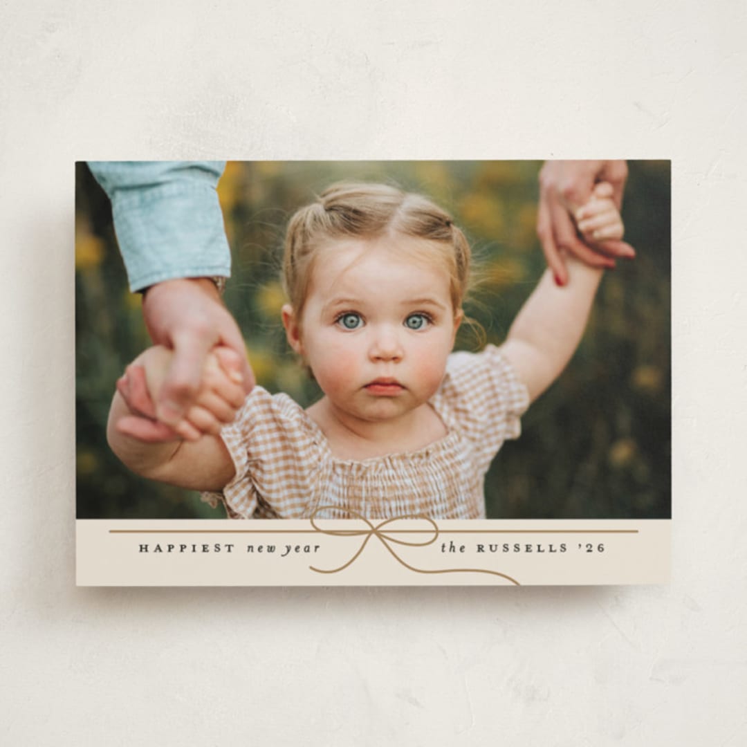 "Petite Bow" - Holiday Cards in Eggnog by Erica Krystek - Front