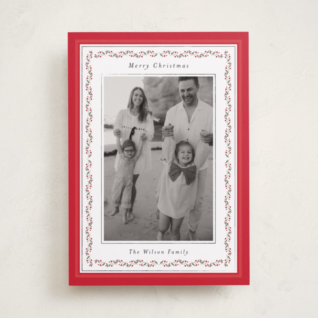 "Vintage Vine" - Holiday Cards in Holly Berry by Susan Moyal - Front