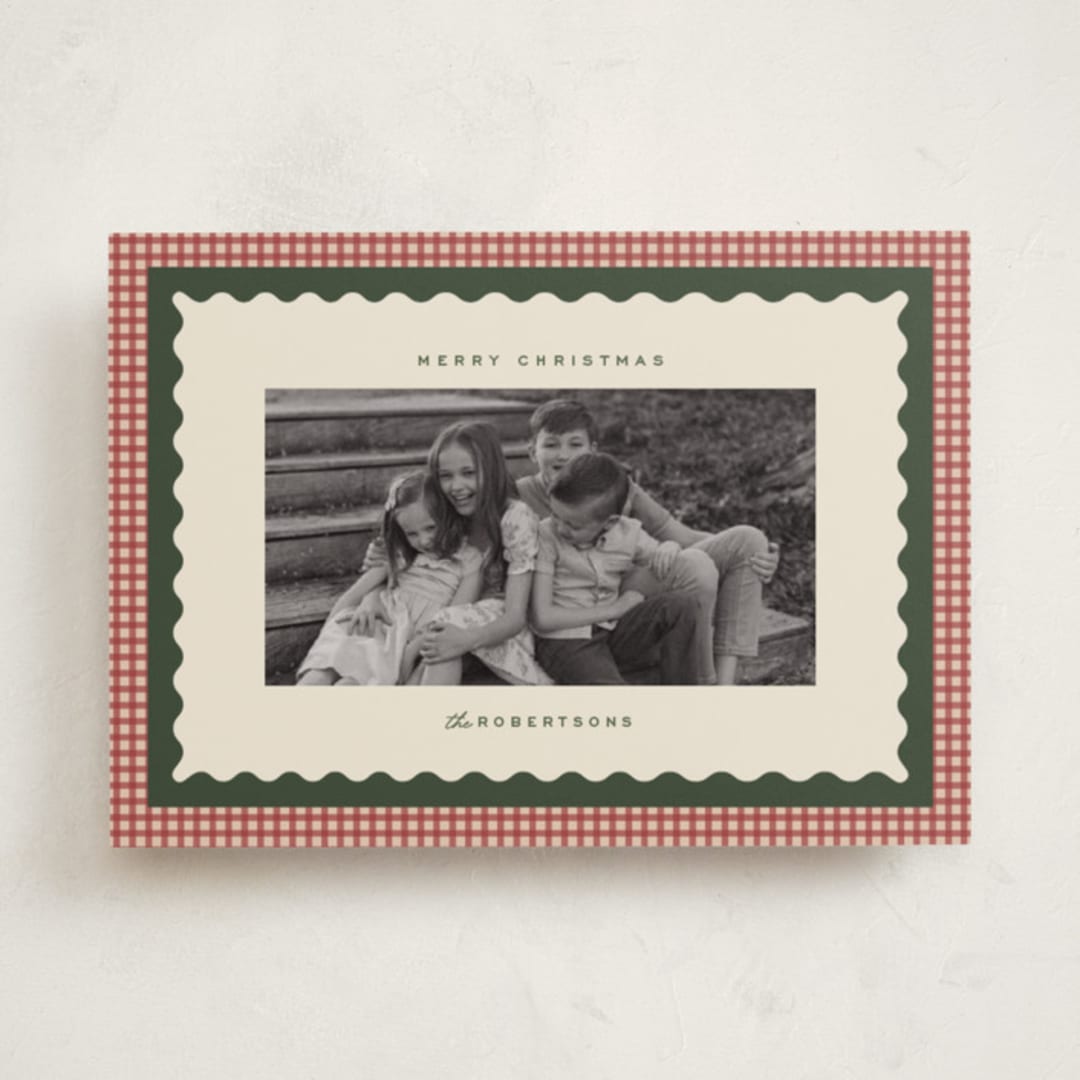 "gingham layers" - Holiday Cards in Cranberry by Ellen Schlegelmilch - Front