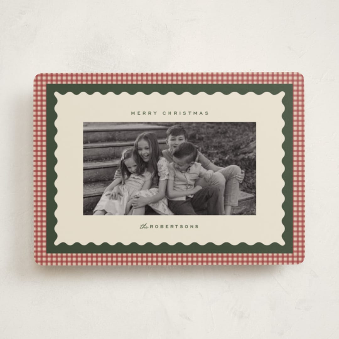 "gingham layers" - Holiday Cards in Cranberry by Ellen Schlegelmilch - Front