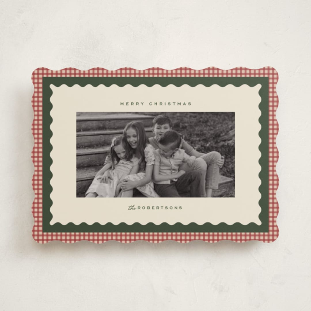 "gingham layers" - Holiday Cards in Cranberry by Ellen Schlegelmilch - Front