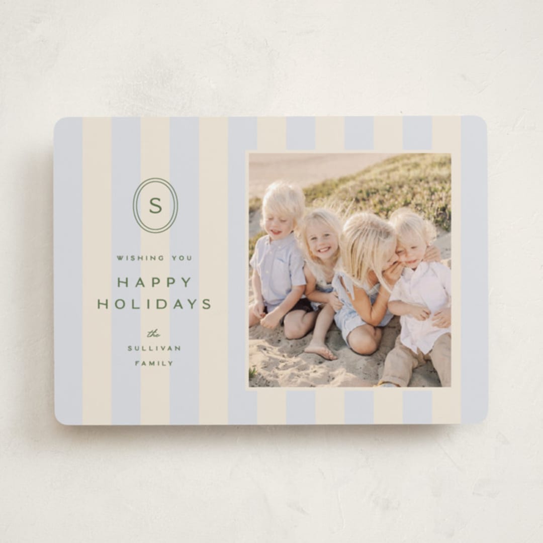 "monogram christmas stripes" - Holiday Cards in Frost by Ellen Schlegelmilch - Front