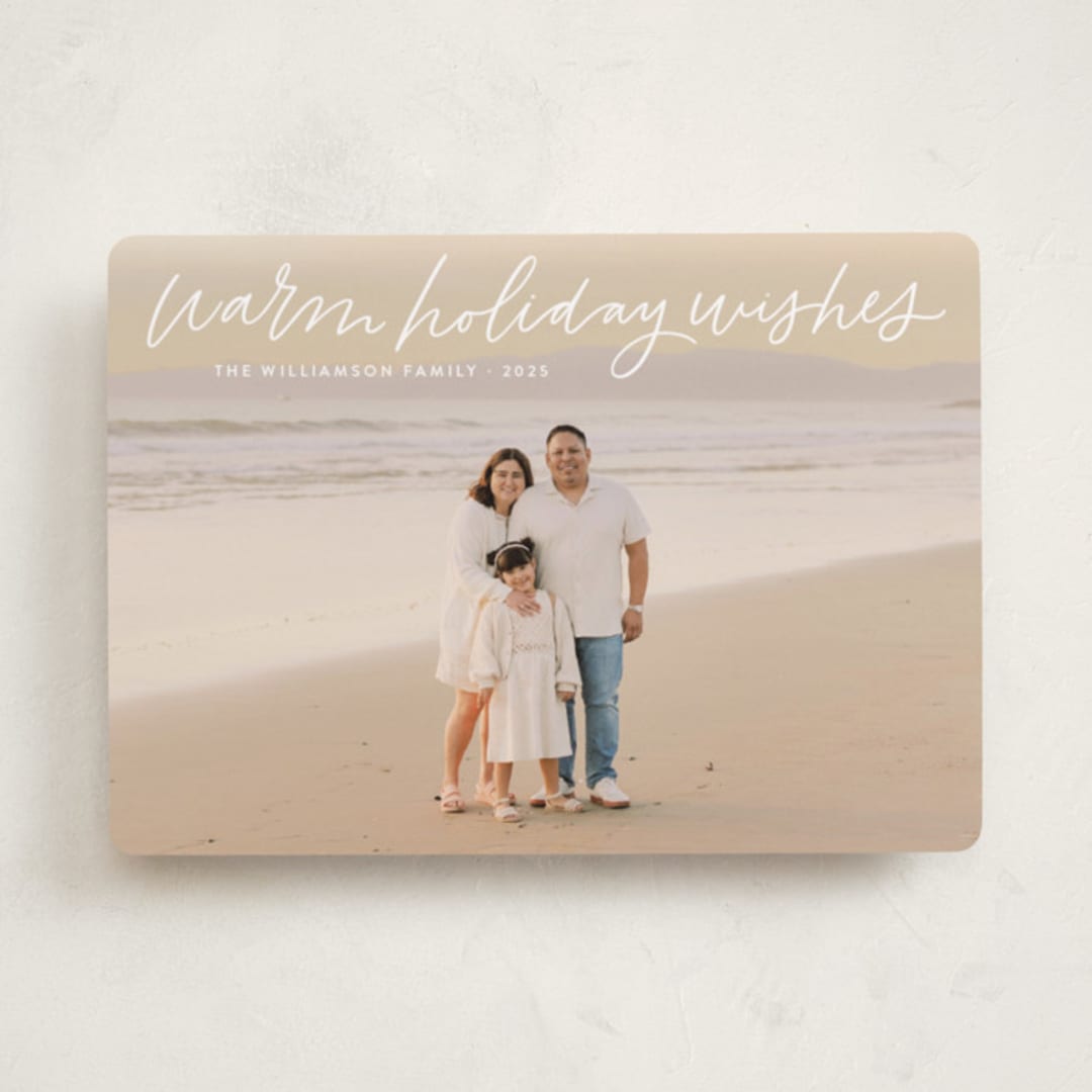 "Warm Holiday Wishes Script" - Holiday Cards in Snow by Kristen Magee - Front