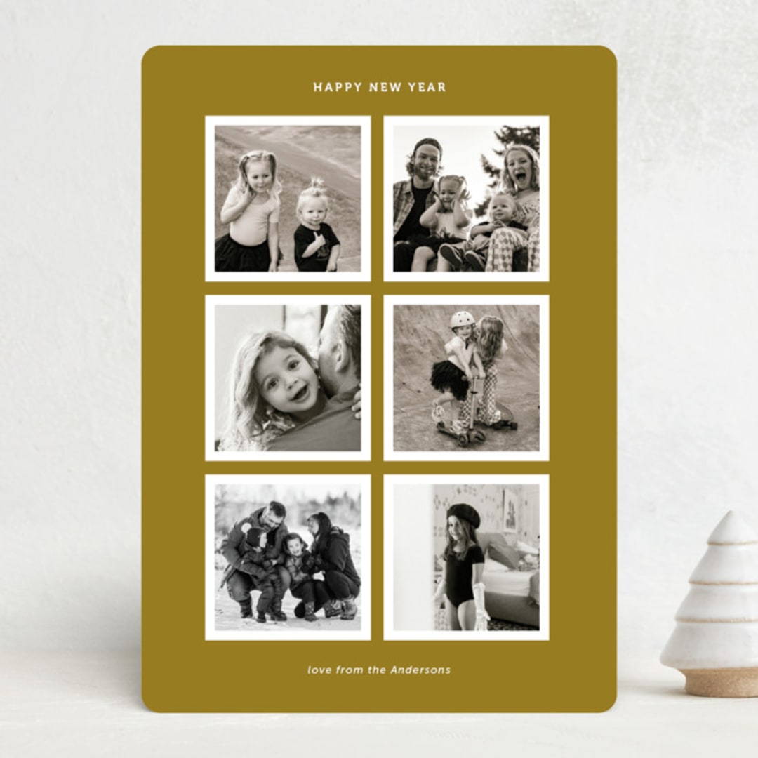 "Brightly Framed" - Holiday Cards in Mustard by Wendy Chung - Front