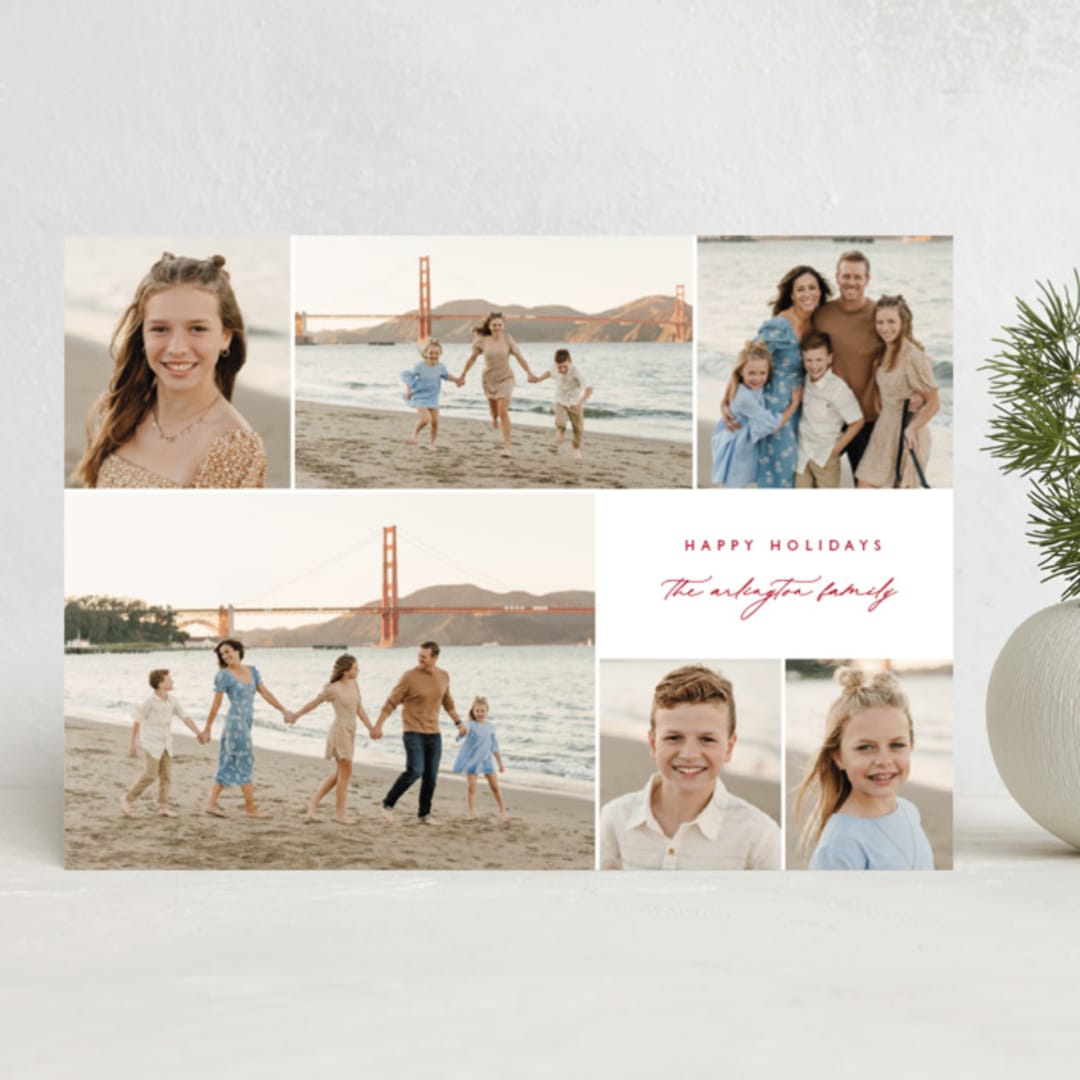 "Serene Surround" - Holiday Cards in Berry by Kelly Schmidt - Front