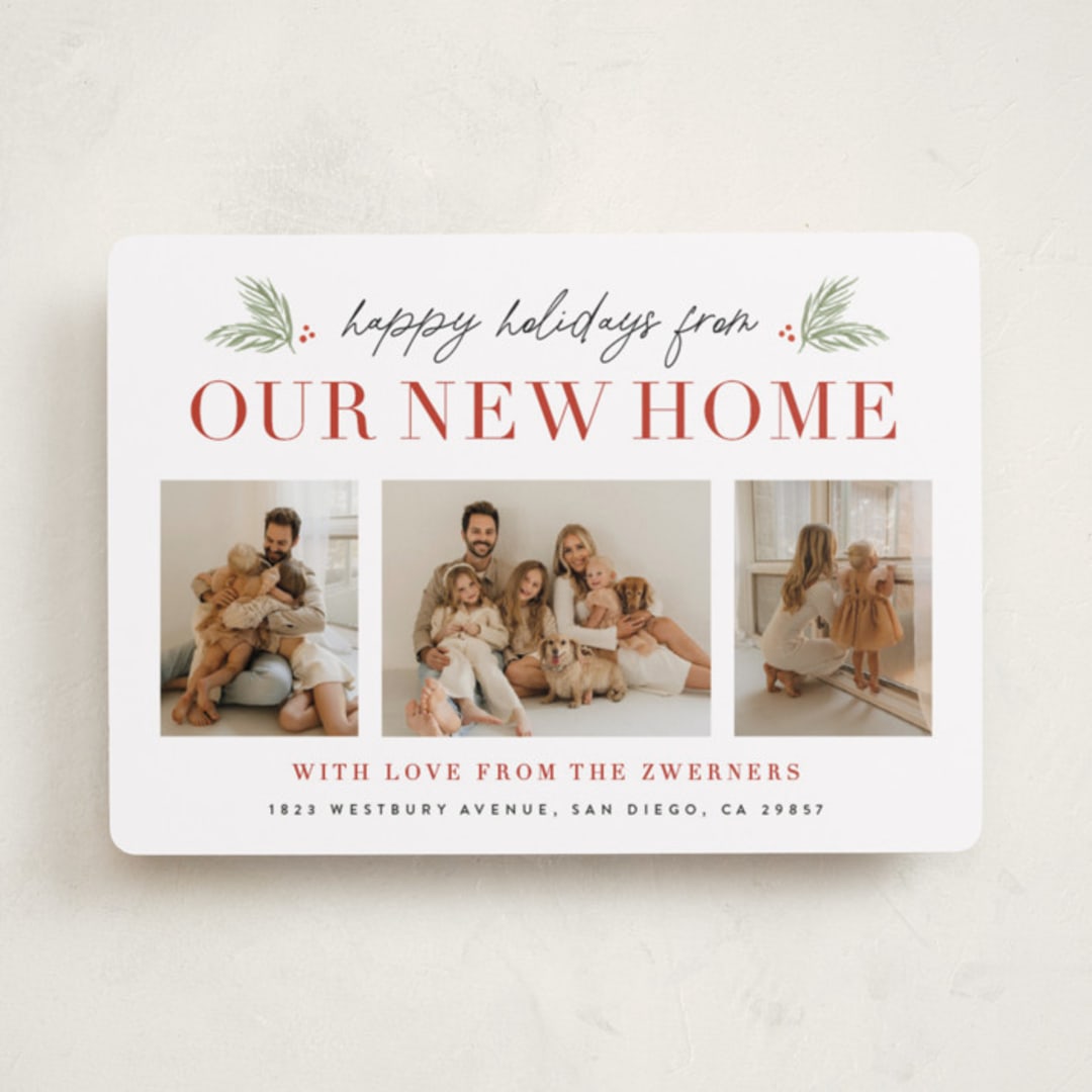 "Holiday Home" - Holiday Cards in Berry by Sara Hicks Malone - Front