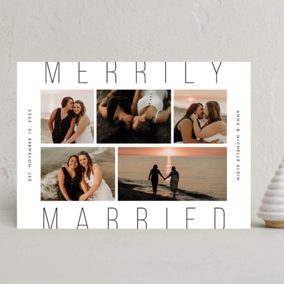 "Married" - Holiday Cards in Parchment by Jennifer Lew - Front