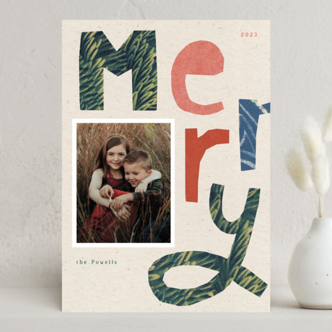 "Merry Collage" - Holiday Cards in Coniferous by Sumak Studio - Front
