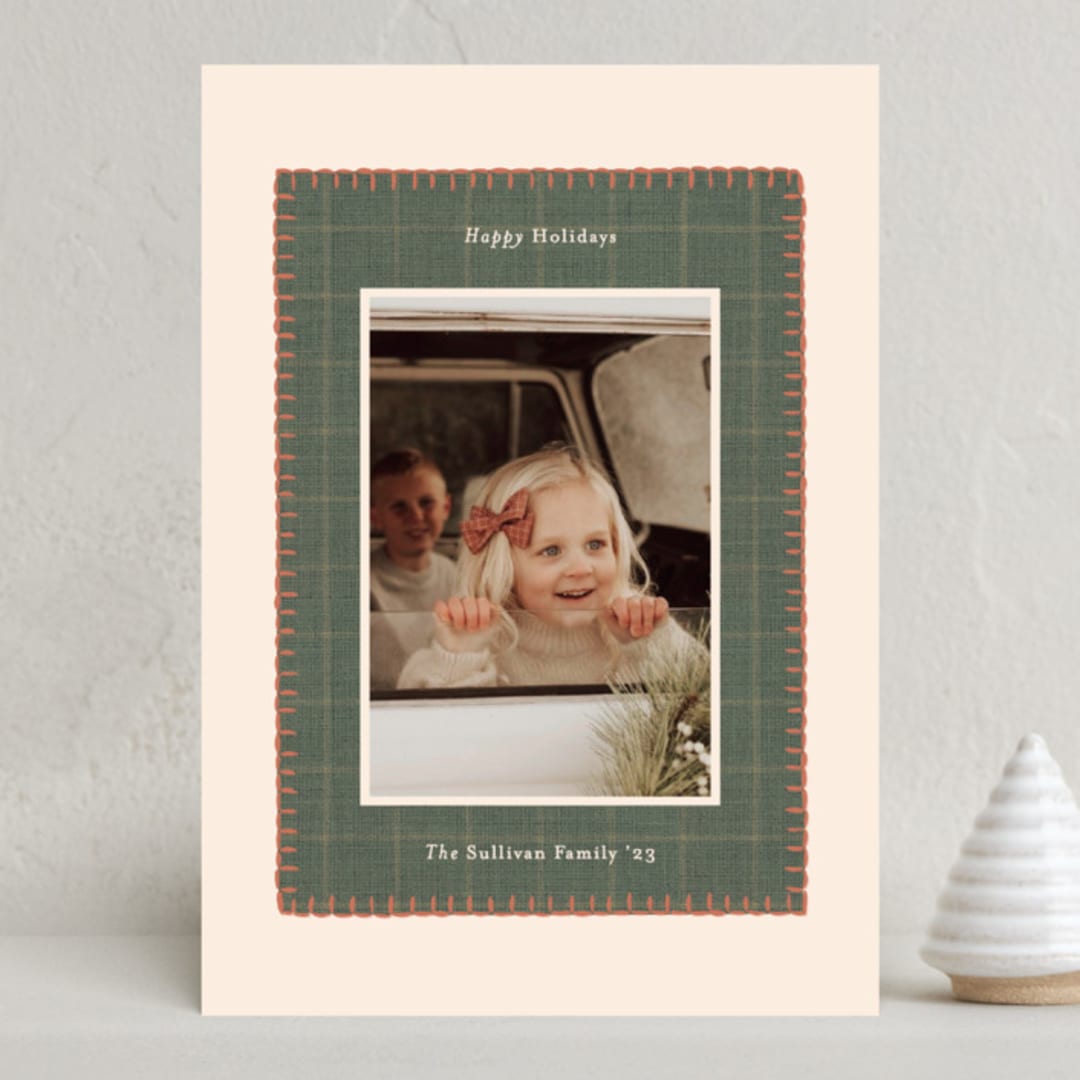 "Blanket Stitch" - Holiday Cards in Evergreen by Julie Murray - Front