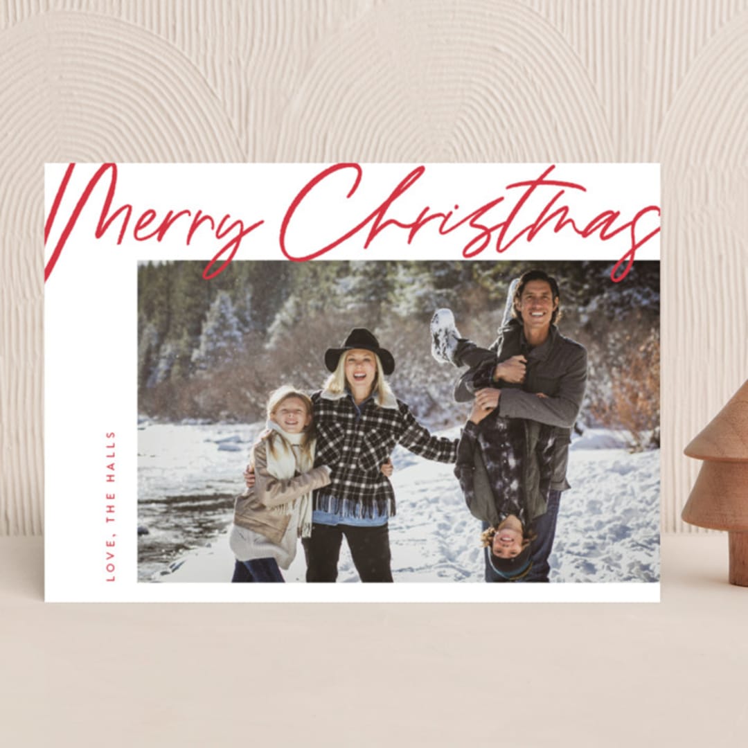 "Christmas Scrawl" - Holiday Cards in Sugar Cookie by Laura Bercovich - Front