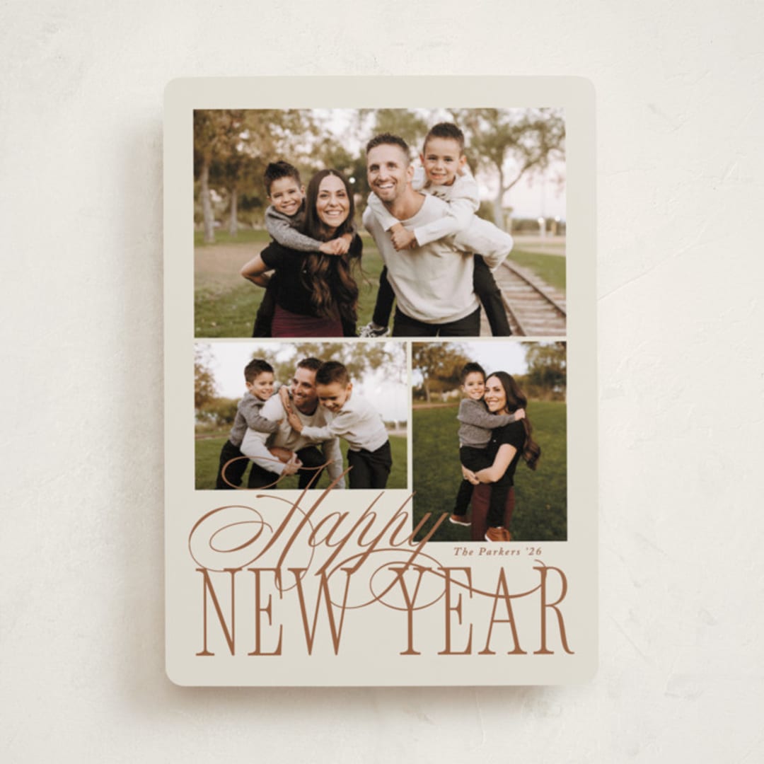 "Elegant Three" - Holiday Cards in Sourdough by Brianne Larsen - Front