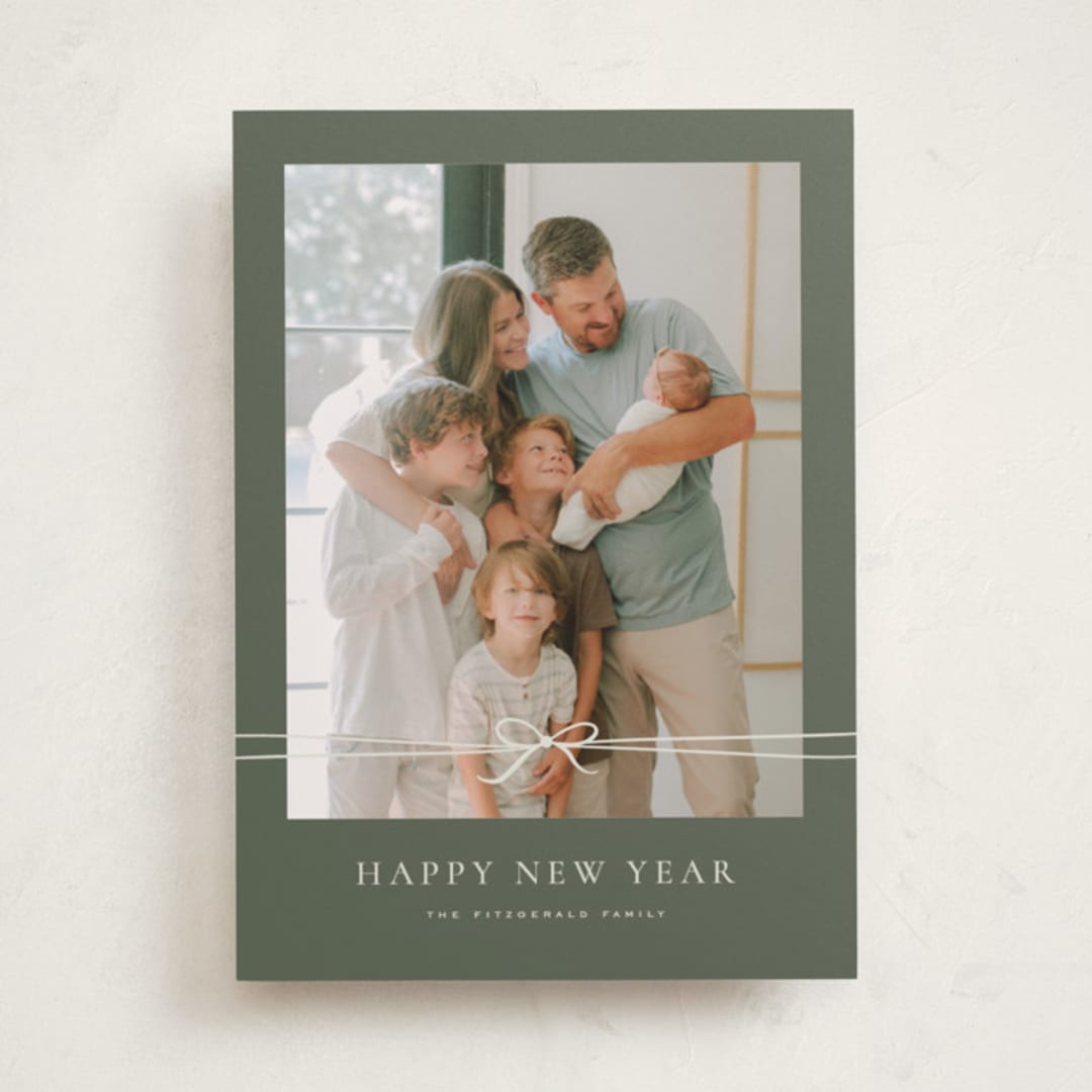 "Delicate Ribbon" - Holiday Cards in Balsam by Wildfield Paper Co - Front