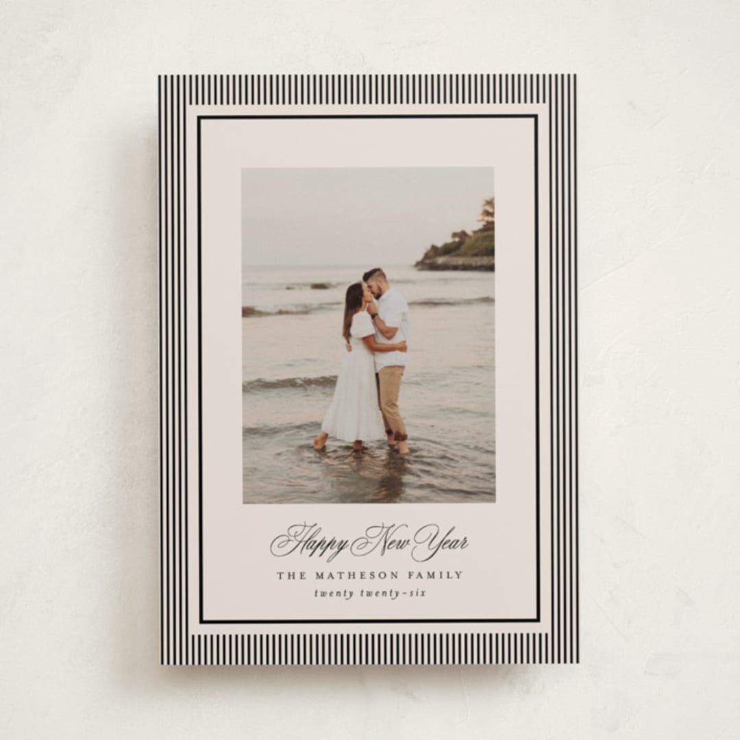 "Striped Elegance" - Holiday Cards in Linen by Kelly Schmidt - Front