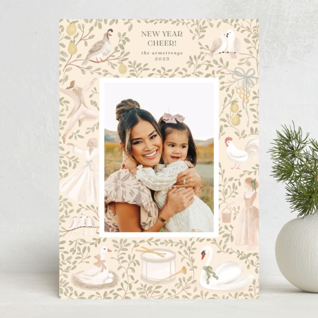 "Pear Tree" - Holiday Cards in Buttercream by Jenna Holcomb - Front