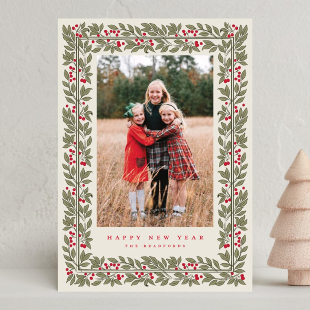 "Snowberry" - Holiday Cards in Eggnog by Robert and Stella - Front