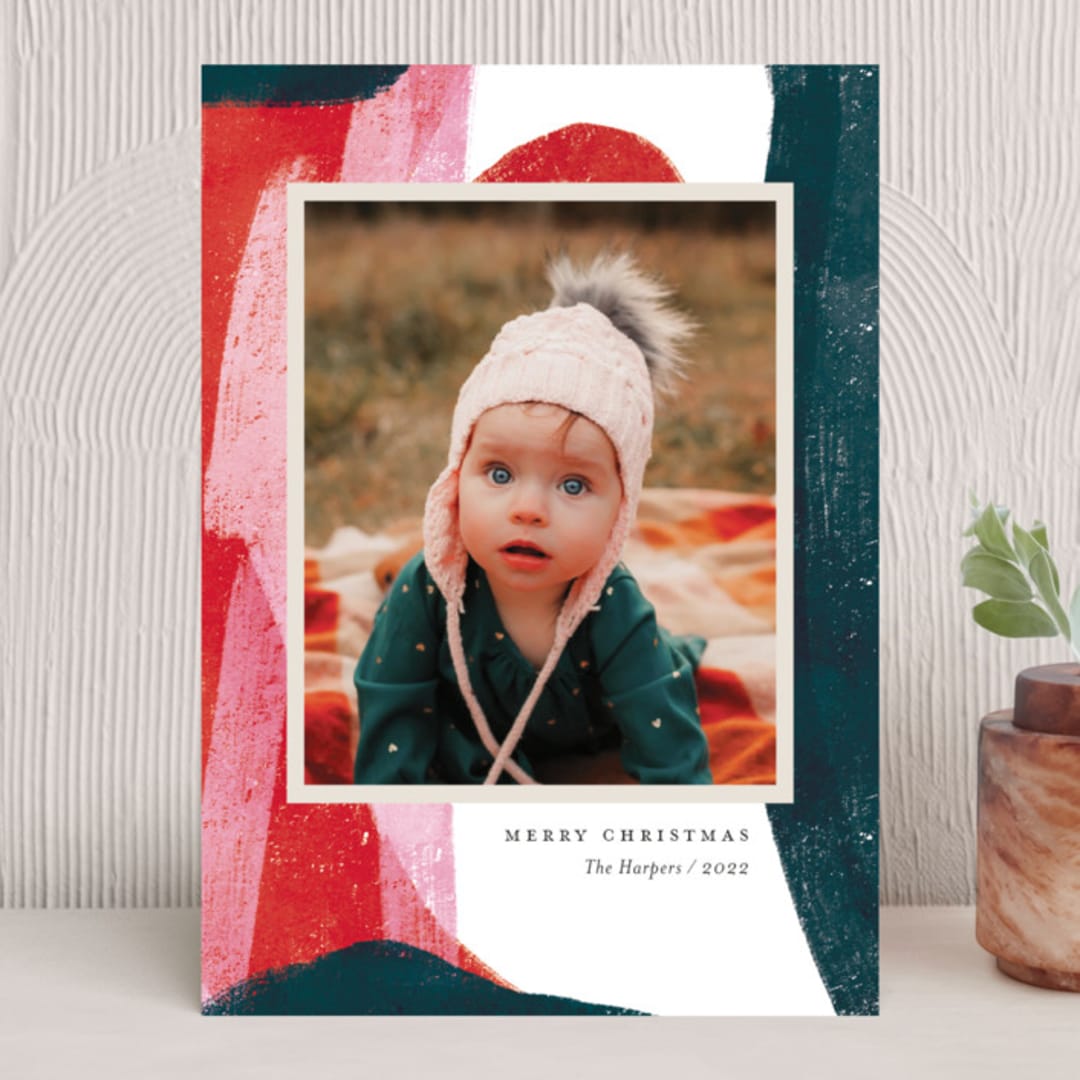 "Paint Roll" - Holiday Cards in Holly Berry by Kelly Nasuta - Front