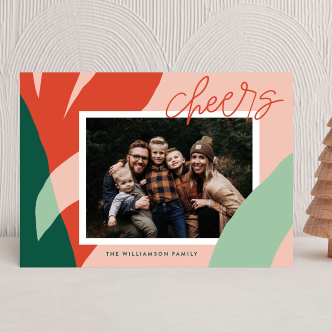 "Festive Wishes" - Holiday Cards in Guava by Alicia Schultz - Front