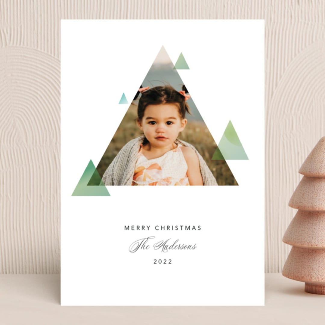 "Modern Holiday Tree" - Holiday Cards in Evergreen by Heather Francisco - Front