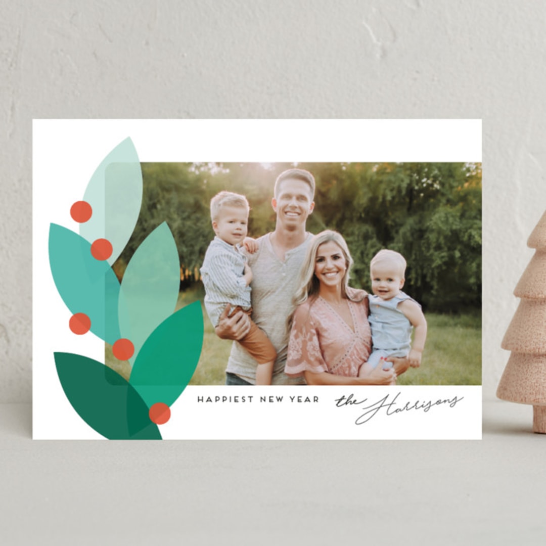 "Leaf Hues" - Holiday Cards in Emerald by Genna Blackburn - Front